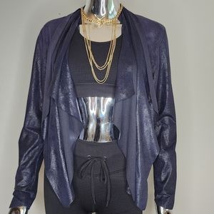 Knox Rose Women light weight Navy Blue Faux Leather/suede Jacket XS